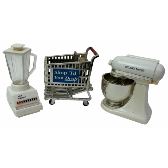 LOT 3 Vintage 1990s ACME Refrigerator Magnets Stand Mixer Blender Shopping Cart - Picture 1 of 12
